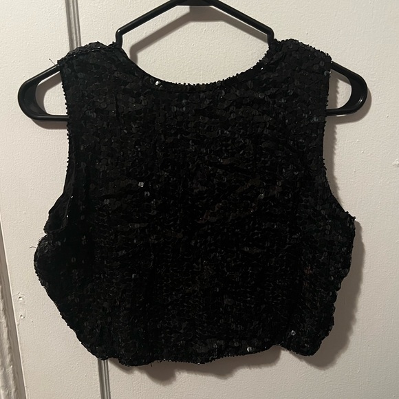 Vintage crop black sequin top - Picture 4 of 4
